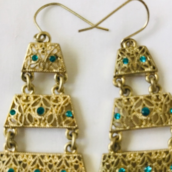 Stunning Earrings! Turquoise/Gold! Egyptian Style! - Picture 5 of 6